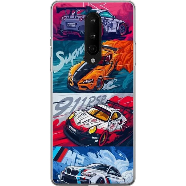 OnePlus 8 Läpinäkyvä kuori Nopeat Autot - Piirretty Kuvio Toiminnalla