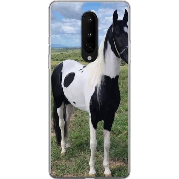 OnePlus 8 Gjennomsiktig deksel Heste Magi - stilisert hest i en rolig fargepalett