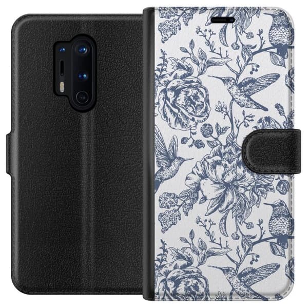 OnePlus 8 Pro Tegnebogsetui Blomster & Fugle - Romantisk Vintage-stil Mønster