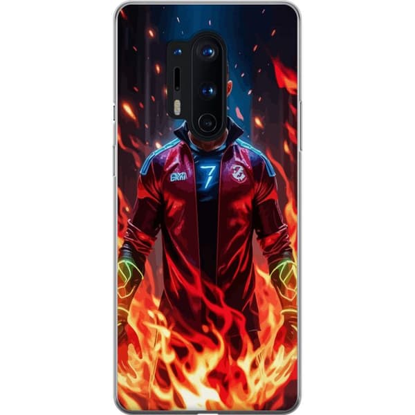 OnePlus 8 Pro Gennemsigtig cover Ronaldo Inferno - fodboldhelt i flammer