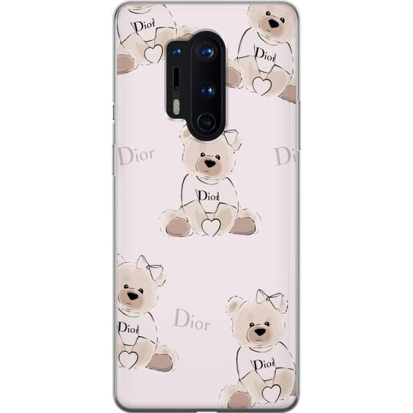 OnePlus 8 Pro Gennemsigtig cover Teddy Dior Vibes - luksuriøs bamse i modetil