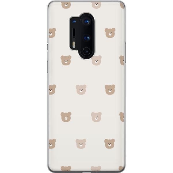 OnePlus 8 Pro Genomskinligt Skal Teddy Background – gulliga nallar mot mjuk bakgrund