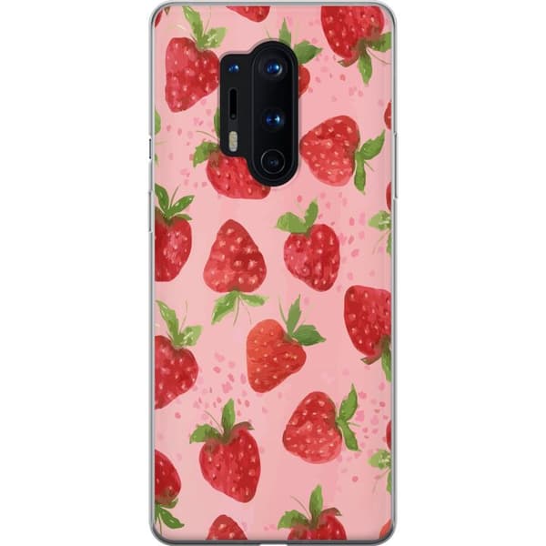 OnePlus 8 Pro Gjennomsiktig deksel Jordbærdrømmer - Retro-stil jordbærmønster