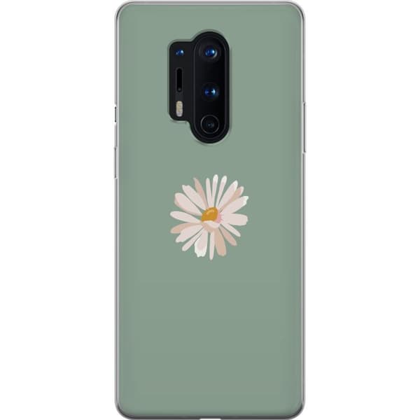 OnePlus 8 Pro Gennemsigtig cover Grøn Minimalblomst - stilfuld blomst på grøn baggrund