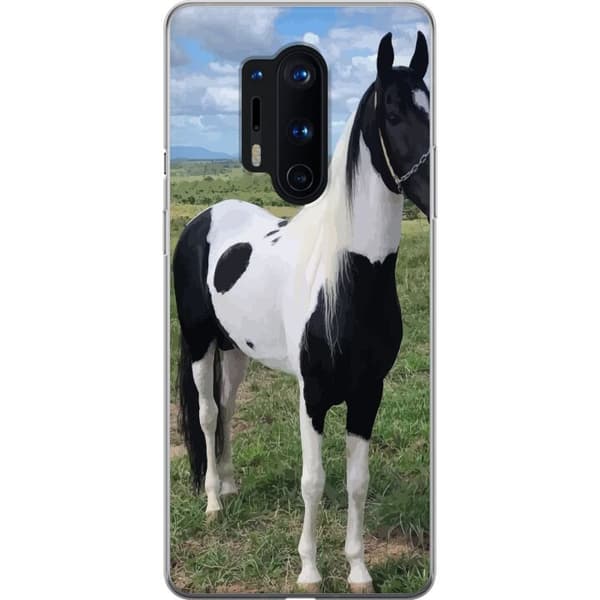 OnePlus 8 Pro Gennemsigtig cover Hestemagi - stiliseret hest i en rolig farveskala