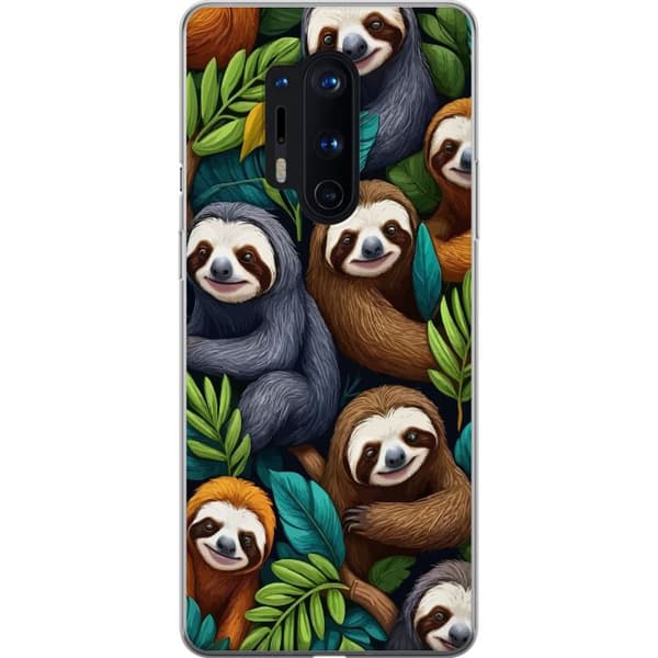 OnePlus 8 Pro Gennemsigtig cover Sengångarstil - afslappet motiv med sød dovendyr