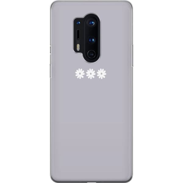 OnePlus 8 Pro Gennemsigtig cover Lilla Blomminimalisme - stilfuldt blomstermotiv på lilla baggrund
