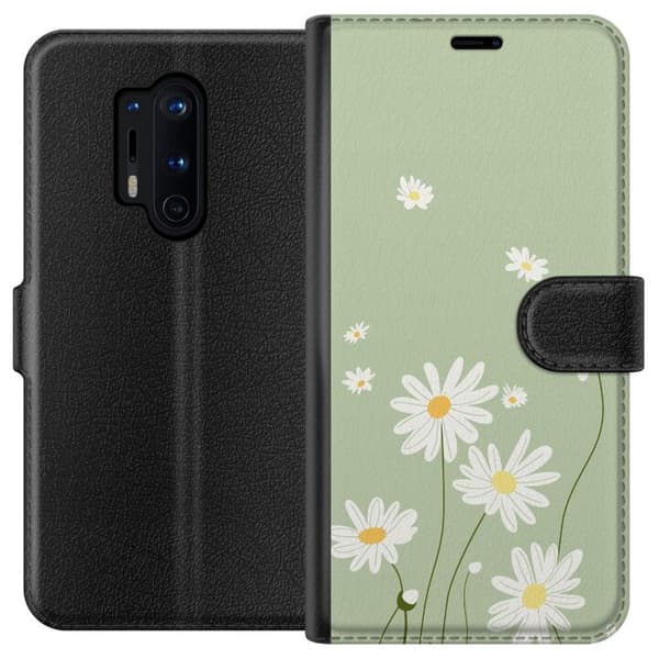 OnePlus 8 Pro Tegnebogsetui Præstekraver - blomstret mønster i svensk sommerstil