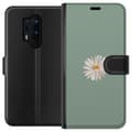 Miniatyrbild 1 av 3: OnePlus 8 Pro Plånboksfodral Grön Minimalblomma – stilren blomma på grön bakgrund