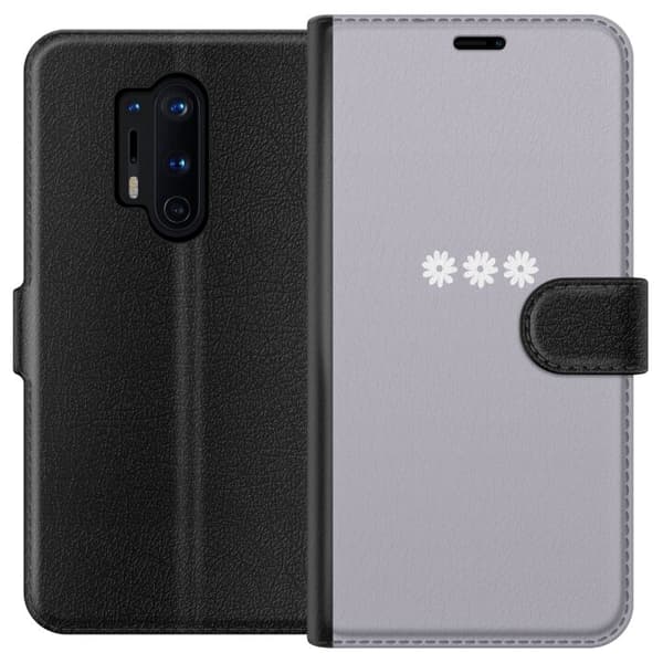 OnePlus 8 Pro Plånboksfodral Lila Blomminimalism – stilrent blommotiv på lila bakgrund