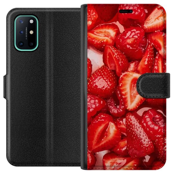 OnePlus 8T Lompakkokotelo Mansikkakuviointi - makea motiivi kesäfiiliksellä