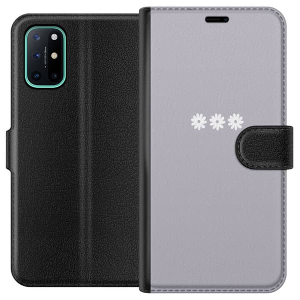 OnePlus 8T Lompakkokotelo Lila Blomminimalismi - tyylikäs kukkakuva lila taustalla
