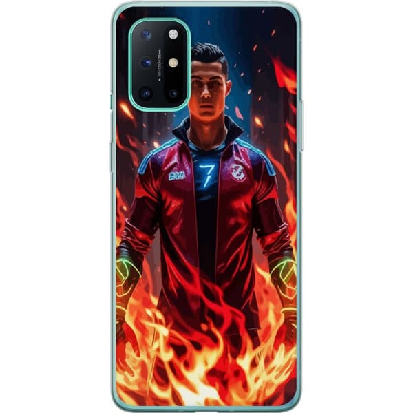 OnePlus 8T Läpinäkyvä kuori Ronaldo Inferno - jalkapallolegenda liekeissä