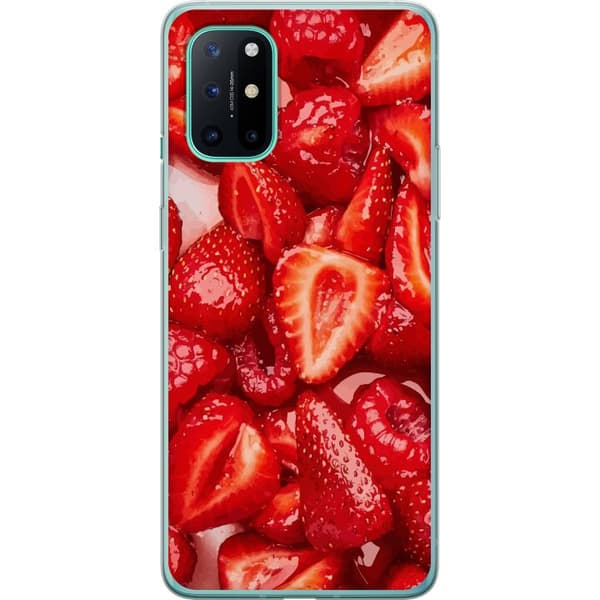 OnePlus 8T Läpinäkyvä kuori Mansikkakuviointi - makea motiivi kesäfiiliksellä