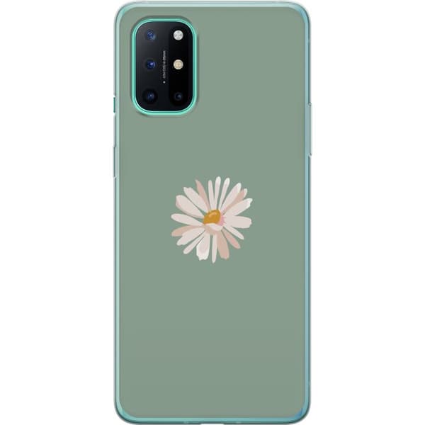 OnePlus 8T Läpinäkyvä kuori Vihreä Minimalikukka - tyylikäs kukka vihreällä taustalla