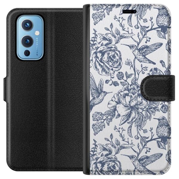 OnePlus 9 Tegnebogsetui Blomster & Fugle - Romantisk Vintage-stil Mønster