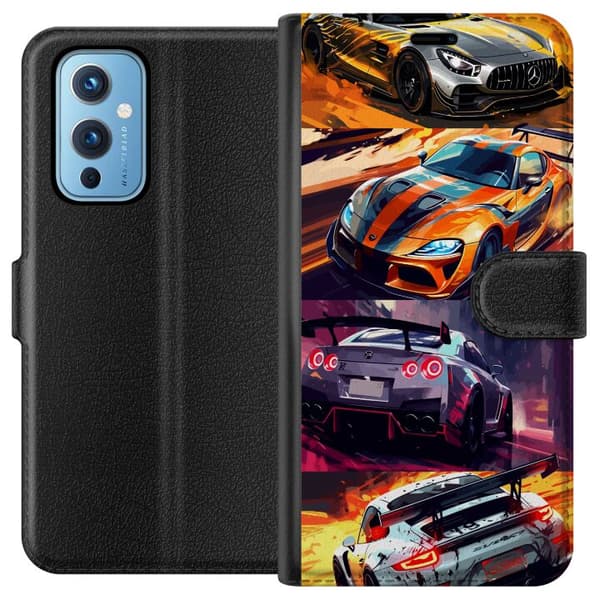 OnePlus 9 Lommeboketui Rallyfeber - intensivt motiv med rallybiler