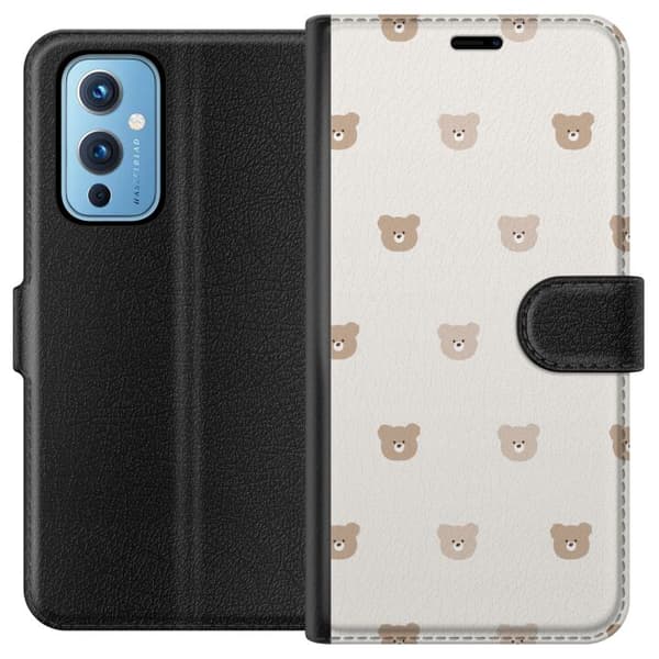 OnePlus 9 Lommeboketui Teddybakgrunn - søte teddybjørner mot en myk bakgrunn