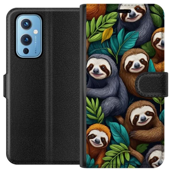 OnePlus 9 Lompakkokotelo Sengångarstil - rentoutunut muotoilu söpöllä laiskiaalla