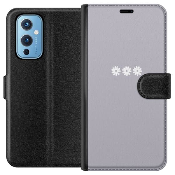 OnePlus 9 Lompakkokotelo Lila Blomminimalismi - tyylikäs kukkakuva lila taustalla
