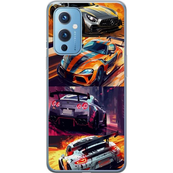 OnePlus 9 Gjennomsiktig deksel Rallyfeber - intensivt motiv med rallybiler