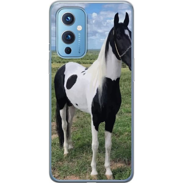 OnePlus 9 Gennemsigtig cover Hestemagi - stiliseret hest i en rolig farveskala