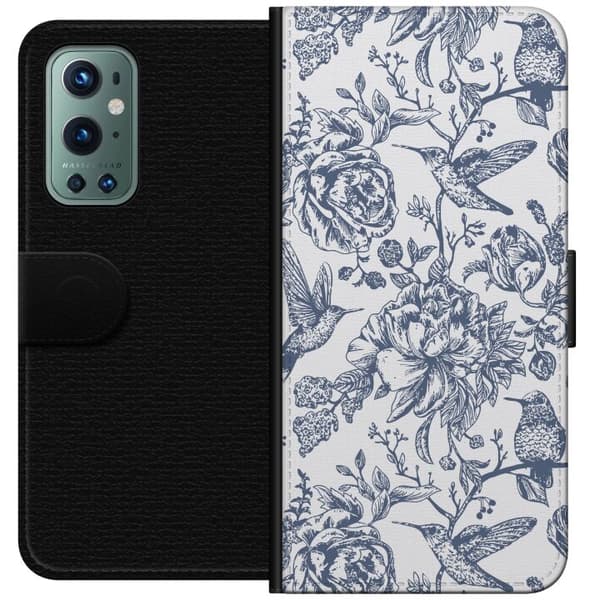 OnePlus 9 Pro Plånboksfodral Blomster & Fåglar – romantiskt mönster i vintage-stil
