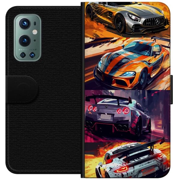 OnePlus 9 Pro Plånboksfodral Rally Fever – fartfyllt motiv med rallybilar