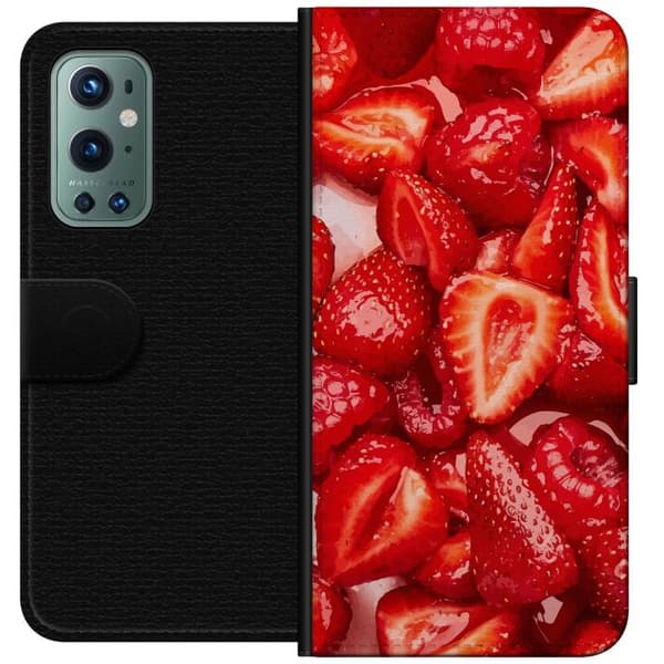 OnePlus 9 Pro Plånboksfodral Jordgubbsmönster – sött motiv med sommarkänsla