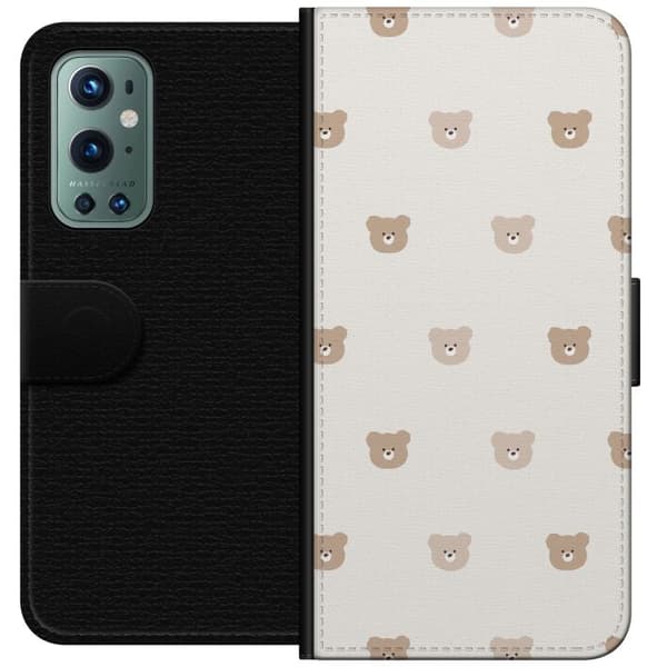 OnePlus 9 Pro Plånboksfodral Teddy Background – gulliga nallar mot mjuk bakgrund