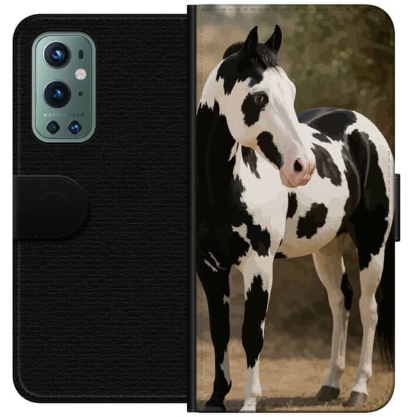 OnePlus 9 Pro Plånboksfodral Vacker Häst – elegant illustration av hästmotiv