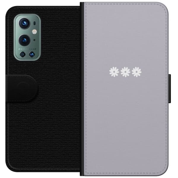 OnePlus 9 Pro Plånboksfodral Lila Blomminimalism – stilrent blommotiv på lila bakgrund