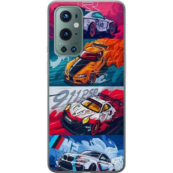 OnePlus 9 Pro Genomskinligt Skal Fartfyllda Bilar – tecknat mönster med action