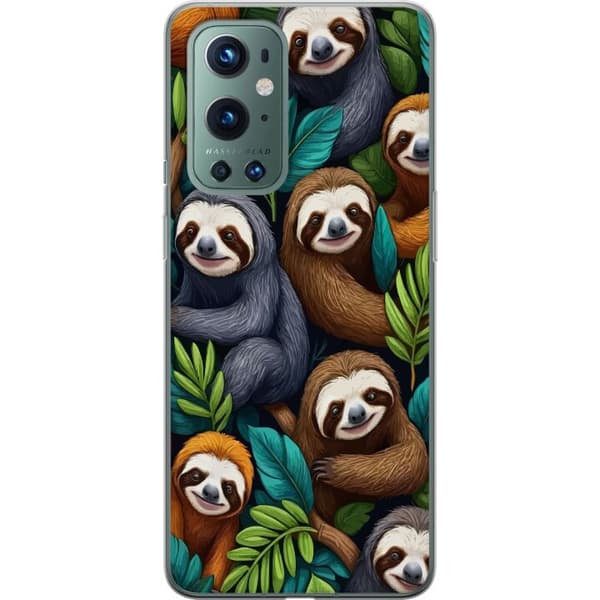 OnePlus 9 Pro Gennemsigtig cover Sengångarstil - afslappet motiv med sød dovendyr