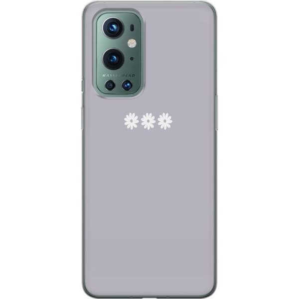 OnePlus 9 Pro Genomskinligt Skal Lila Blomminimalism – stilrent blommotiv på lila bakgrund