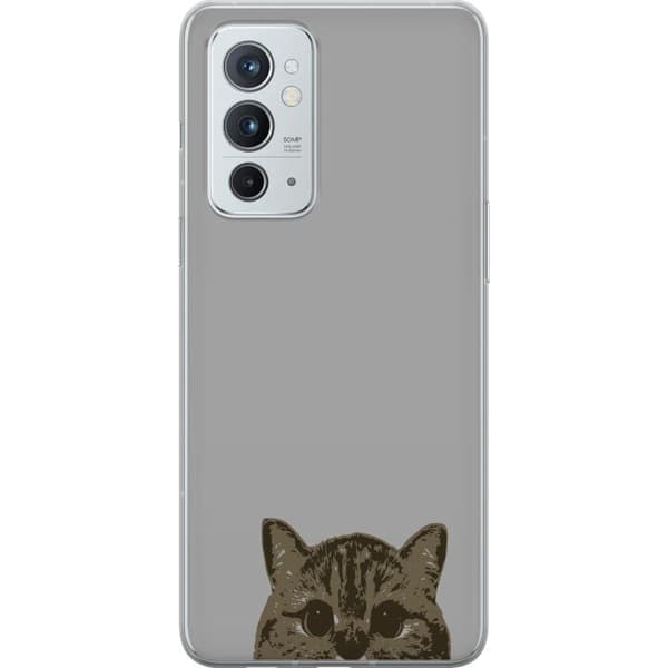 OnePlus 9RT 5G Gennemsigtig cover Grå Katteblik - stilfuld kat design med grå baggrund