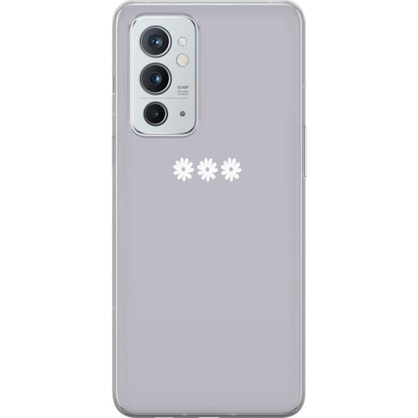 OnePlus 9RT 5G Genomskinligt Skal Lila Blomminimalism – stilrent blommotiv på lila bakgrund