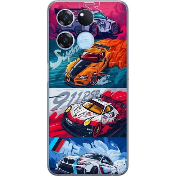 OnePlus Ace Racing Gjennomsiktig deksel Fartfylte Biler - Tegnet Mønster med Action