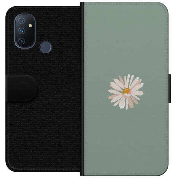 OnePlus Nord N100 Lompakkokotelo Vihreä Minimalikukka - tyylikäs kukka vihreällä taustalla