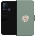 Pikkukuva 1 / 3: OnePlus Nord N100 Lompakkokotelo Vihreä Minimalikukka - tyylikäs kukka vihreällä taustalla