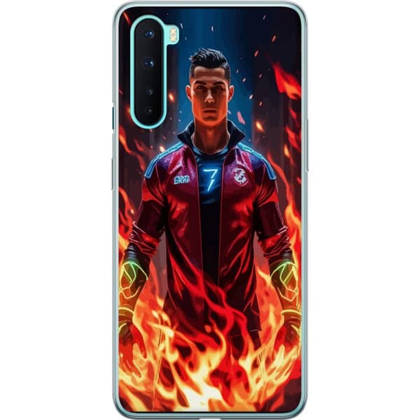 OnePlus Nord Läpinäkyvä kuori Ronaldo Inferno - jalkapallolegenda liekeissä