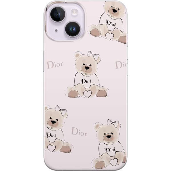 Apple iPhone 14 Gennemsigtig cover Teddy Dior Vibes - luksuriøs bamse i modetil