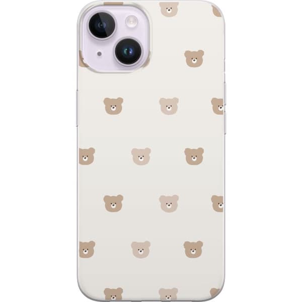 Apple iPhone 14 Gjennomsiktig deksel Teddybakgrunn - søte teddybjørner mot en myk bakgrunn
