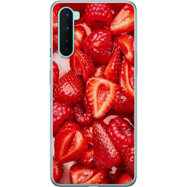 OnePlus Nord Gjennomsiktig deksel Jordbærmønster - søtt motiv med sommerfølelse