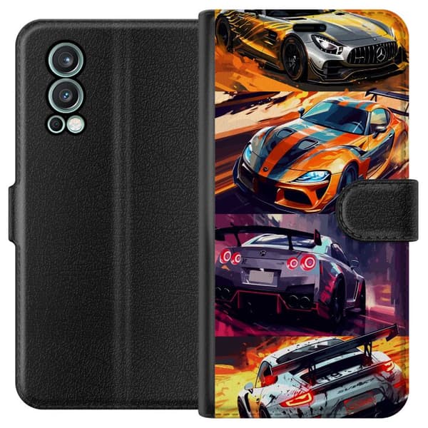OnePlus Nord 2 5G Lommeboketui Rallyfeber - intensivt motiv med rallybiler