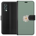 Pikkukuva 1 / 3: OnePlus Nord 2 5G Lompakkokotelo Vihreä Minimalikukka - tyylikäs kukka vihreällä taustalla