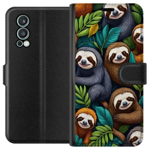 OnePlus Nord 2 5G Lompakkokotelo Sengångarstil - rentoutunut muotoilu söpöllä laiskiaalla