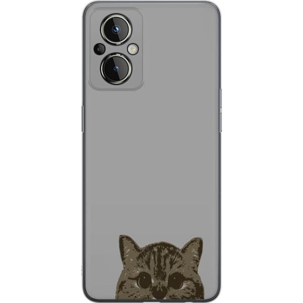 OnePlus Nord N20 5G Gjennomsiktig deksel Grå Kattblikk - stilren katte design med grå bakgrunn