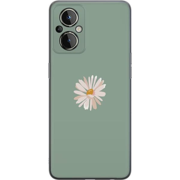 OnePlus Nord N20 5G Gennemsigtig cover Grøn Minimalblomst - stilfuld blomst på grøn baggrund