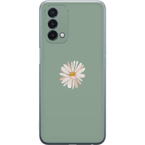 OnePlus Nord N200 5G Gjennomsiktig deksel Grønn Minimalblomst - stilren blomst på grønn bakgrunn